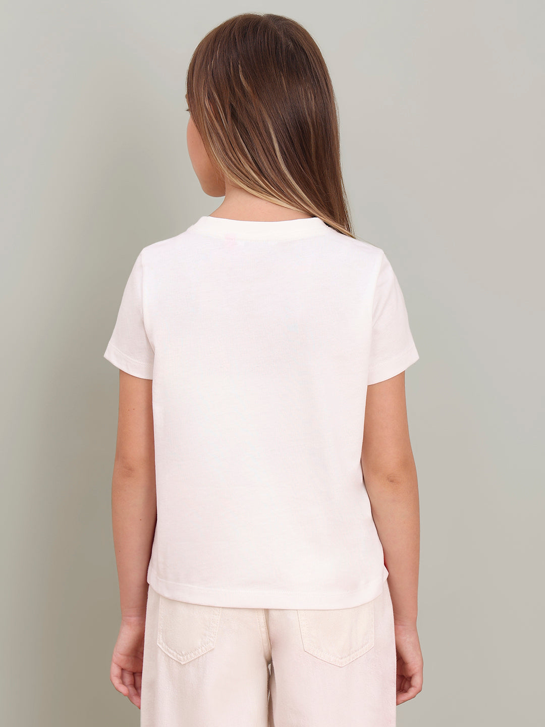 GIRL White Artistic Illustration T-shirt