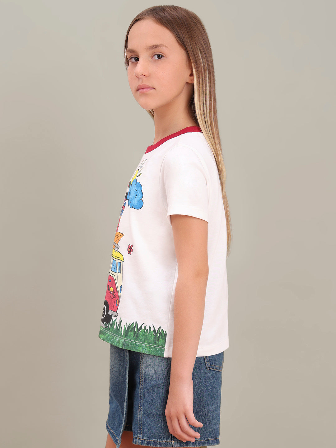 GIRL White Printed T-shirt
