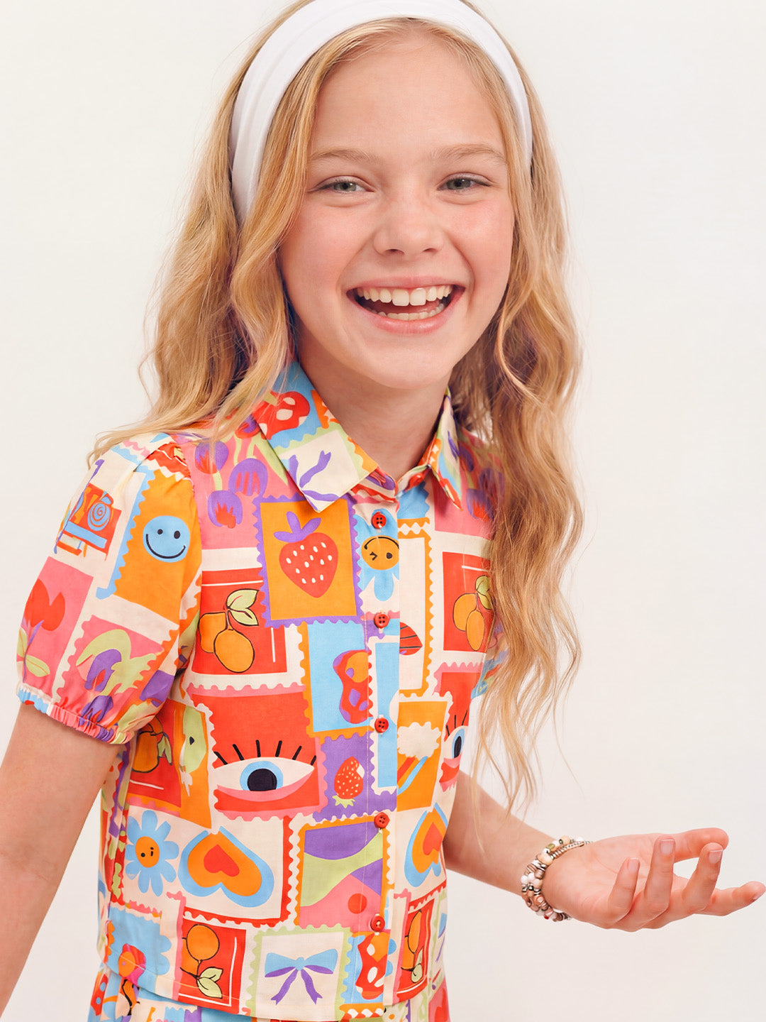GIRLS Printed Puff Sleeves Shirt