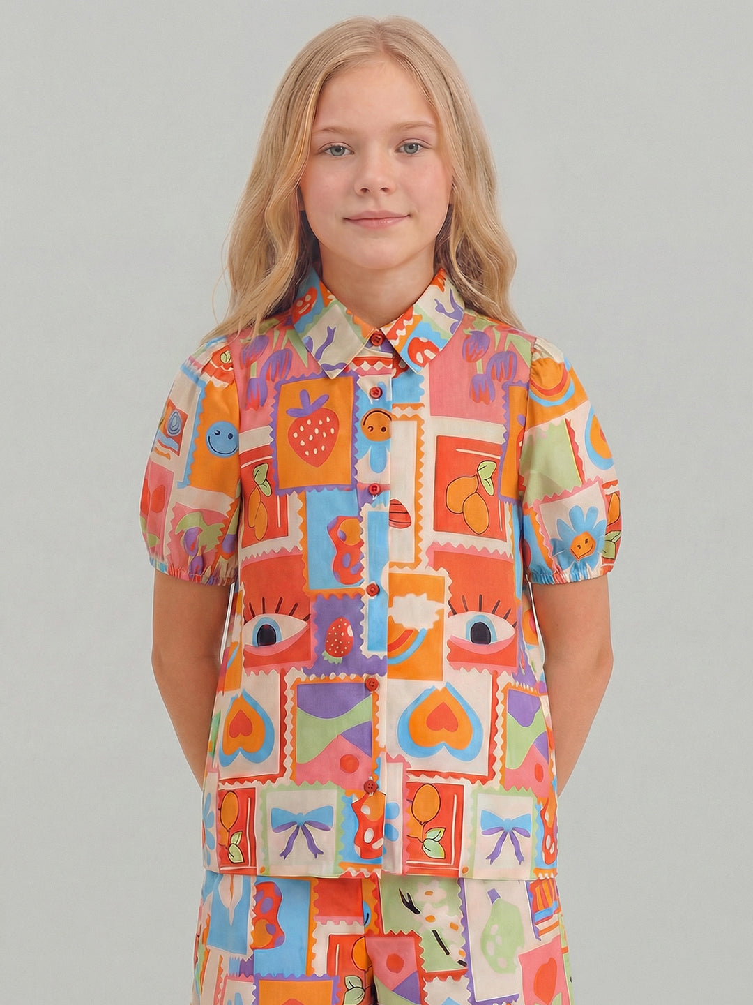 GIRLS Printed Puff Sleeves Shirt