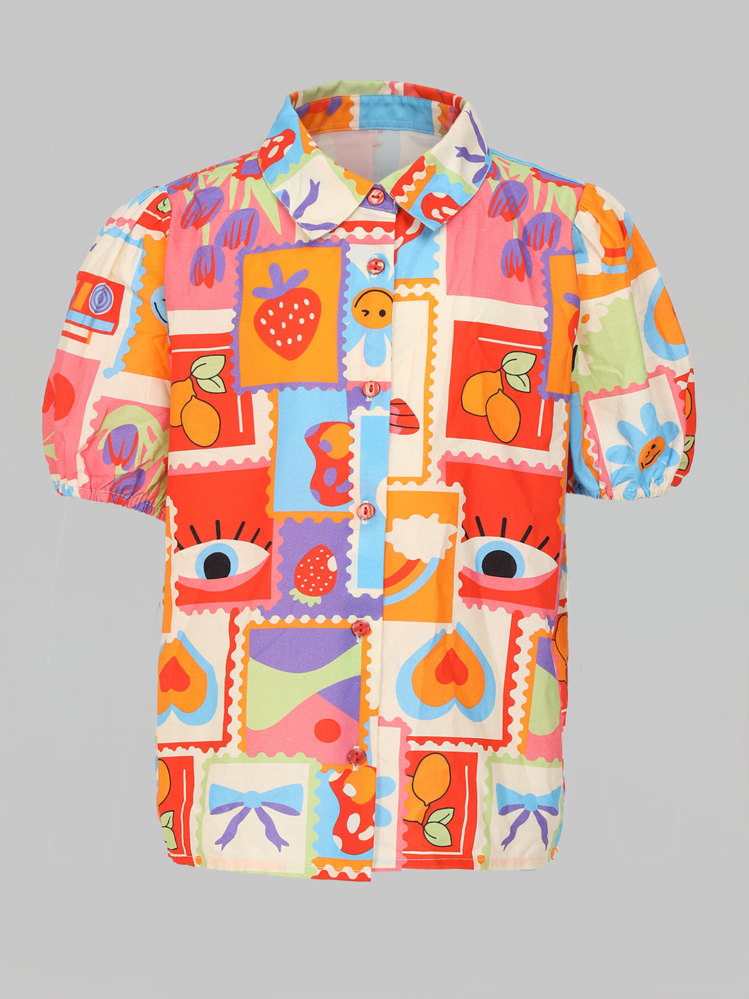 GIRLS Printed Puff Sleeves Shirt