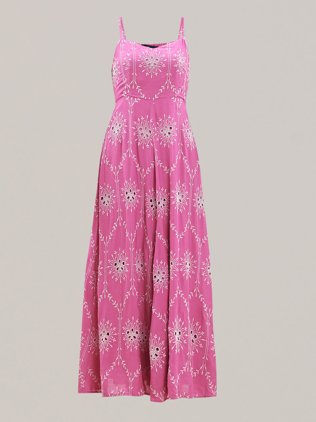 Pink Cut-Work Maxi Dress