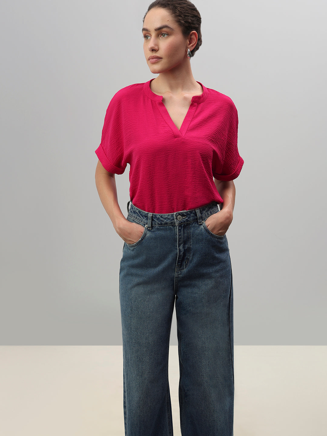 V-Neck Textured Top