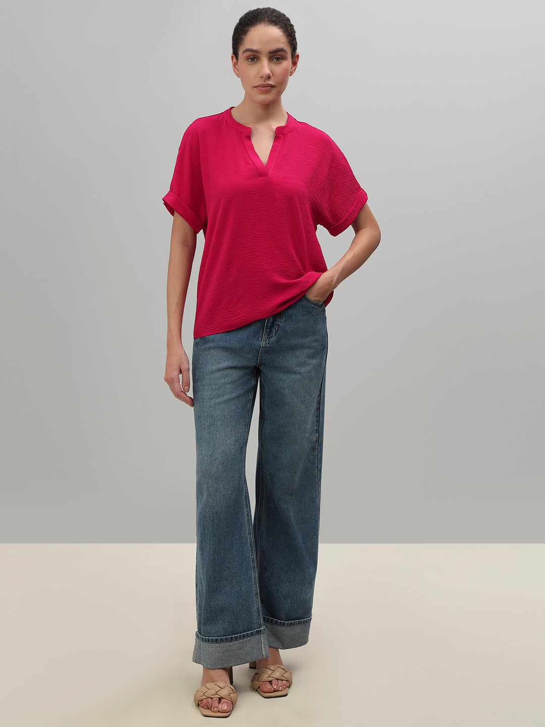 V-Neck Textured Top