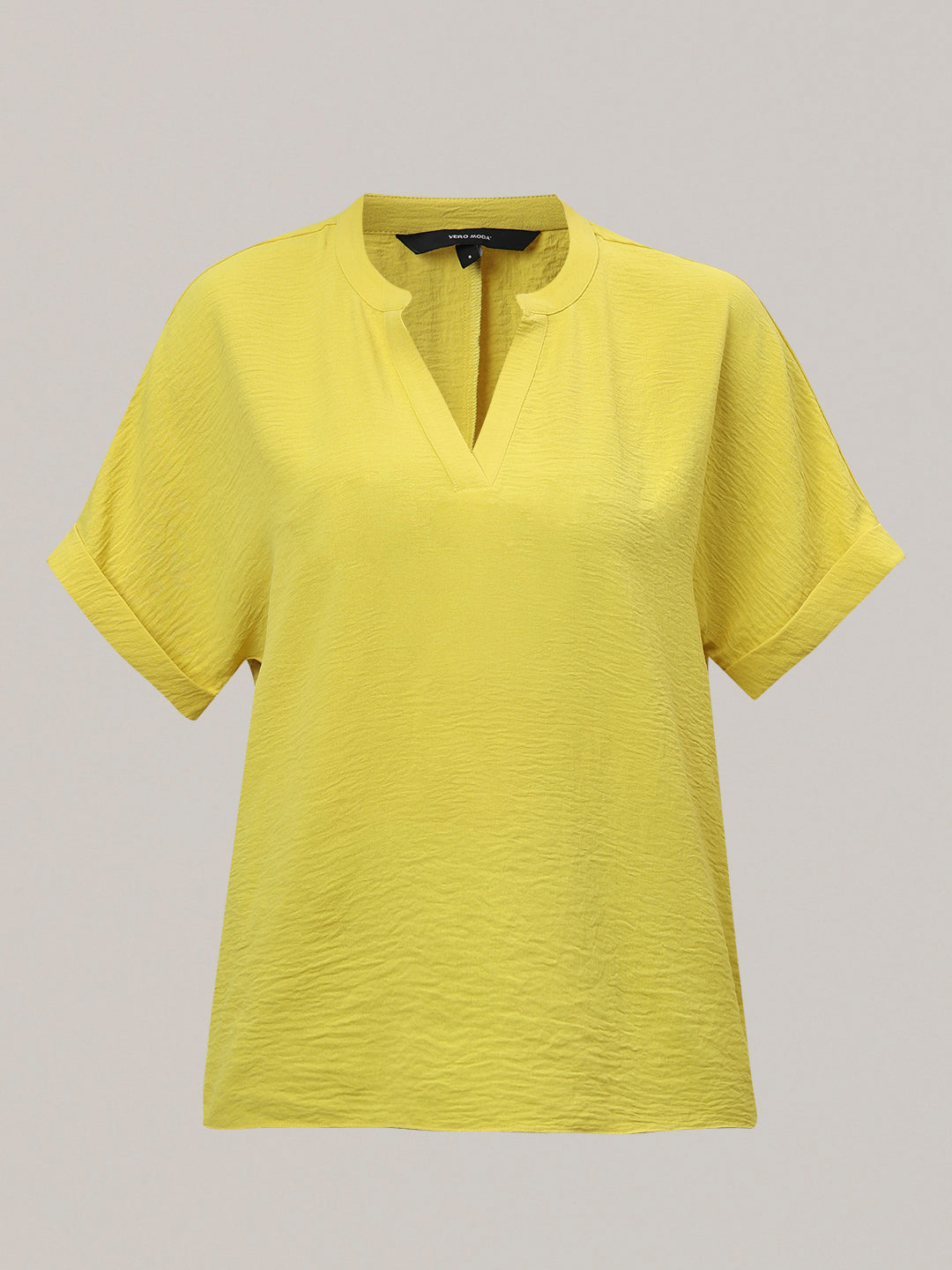 V-Neck Textured Top - Yellow