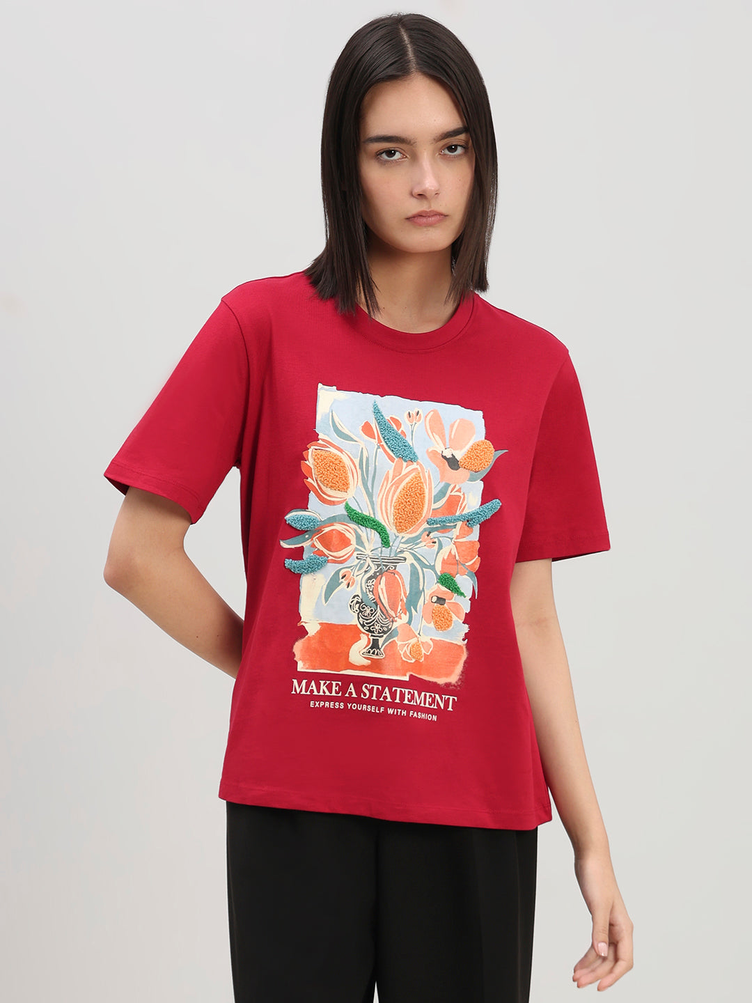 Red Printed Cotton T-shirt
