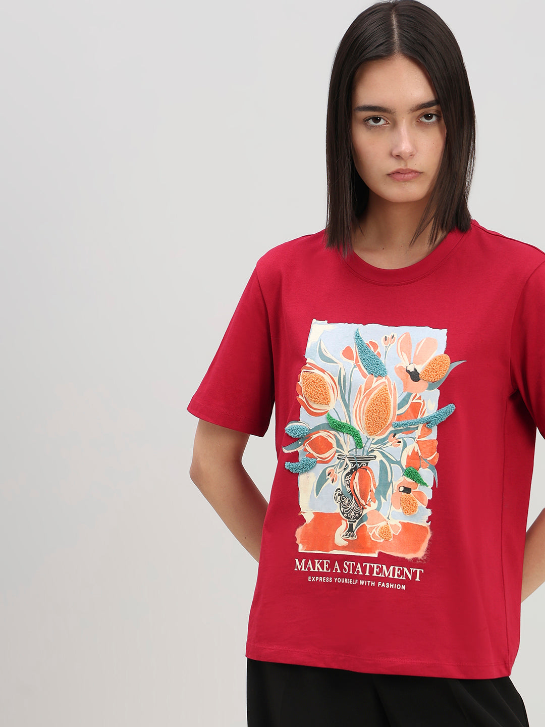 Red Printed Cotton T-shirt