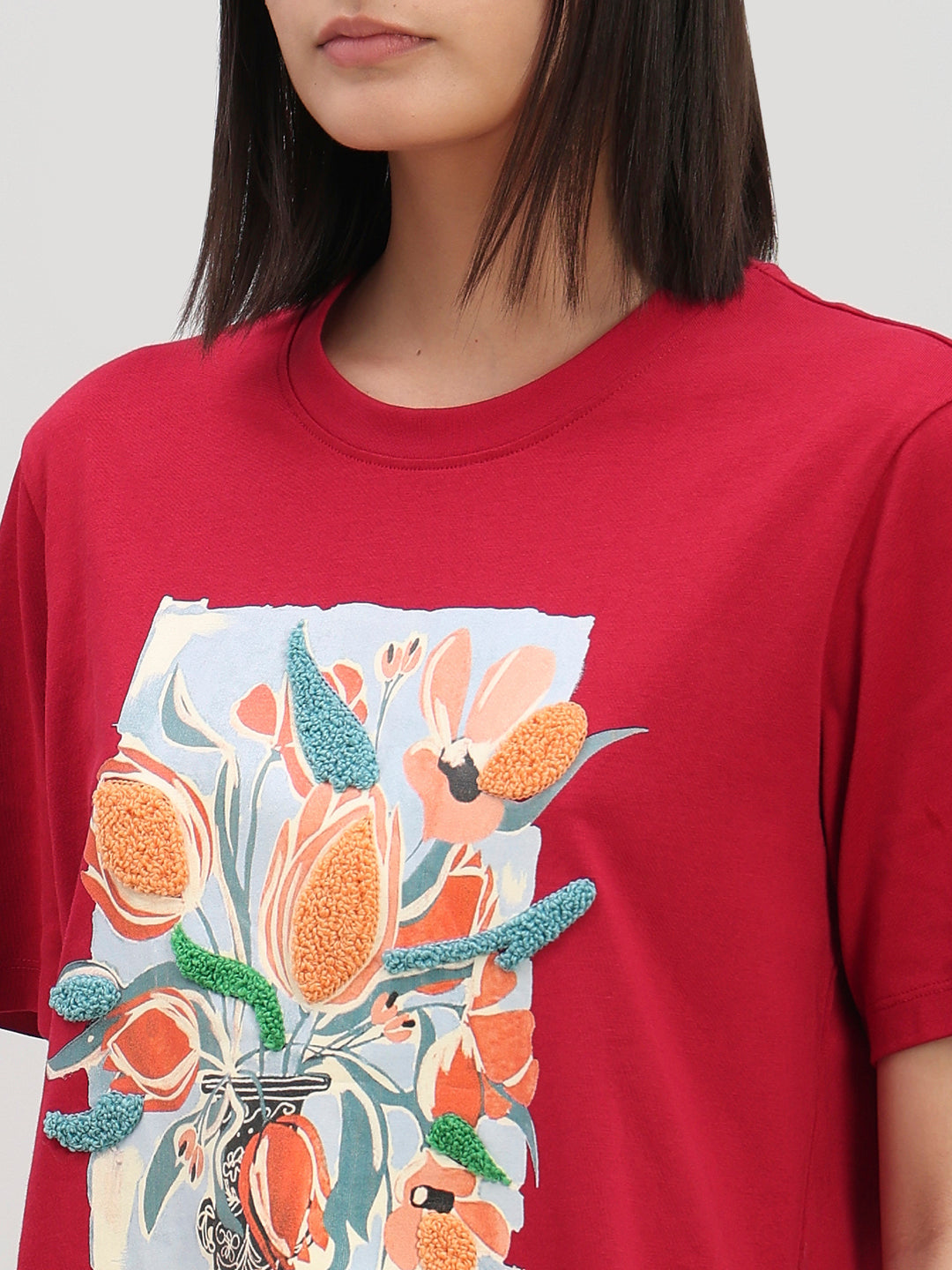 Red Printed Cotton T-shirt