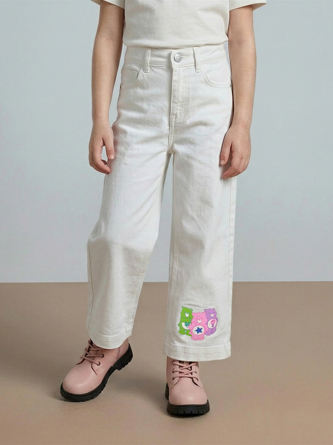 GIRLS White Wide Leg Jeans