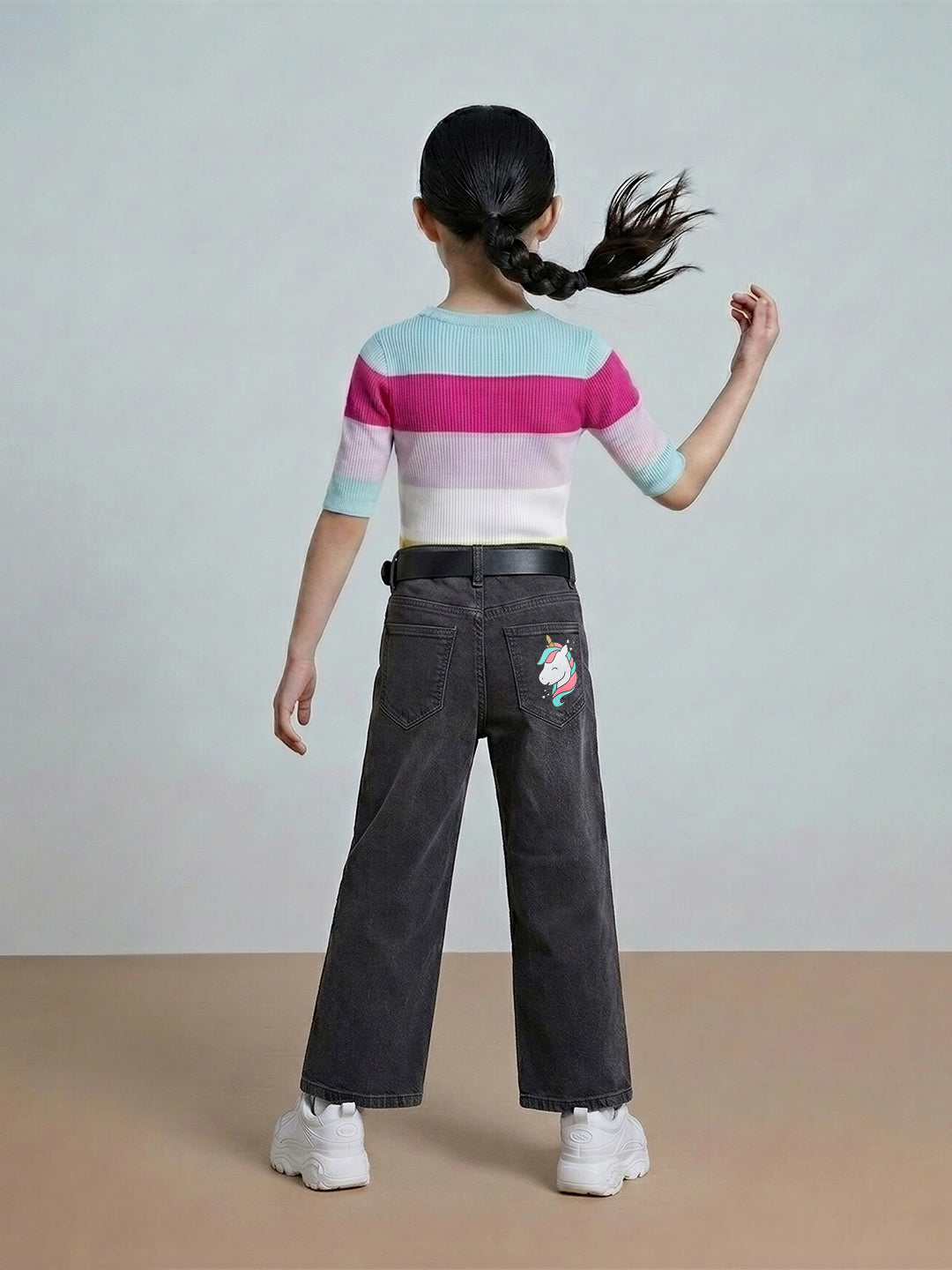GIRLS Black Wide Leg Jeans