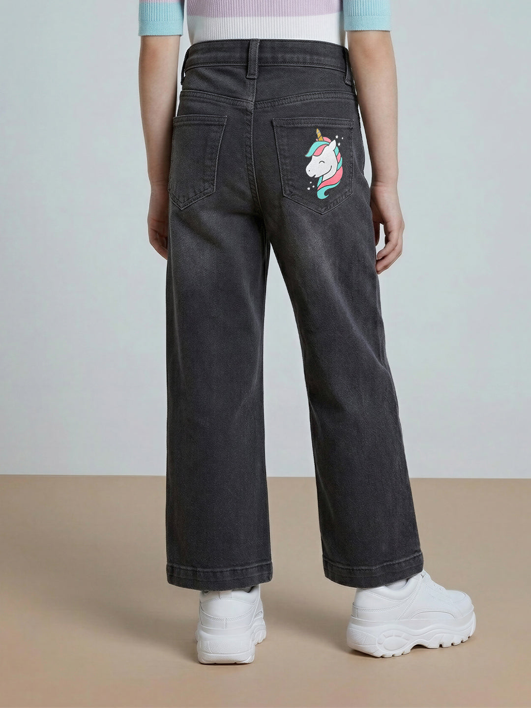 GIRLS Black Wide Leg Jeans