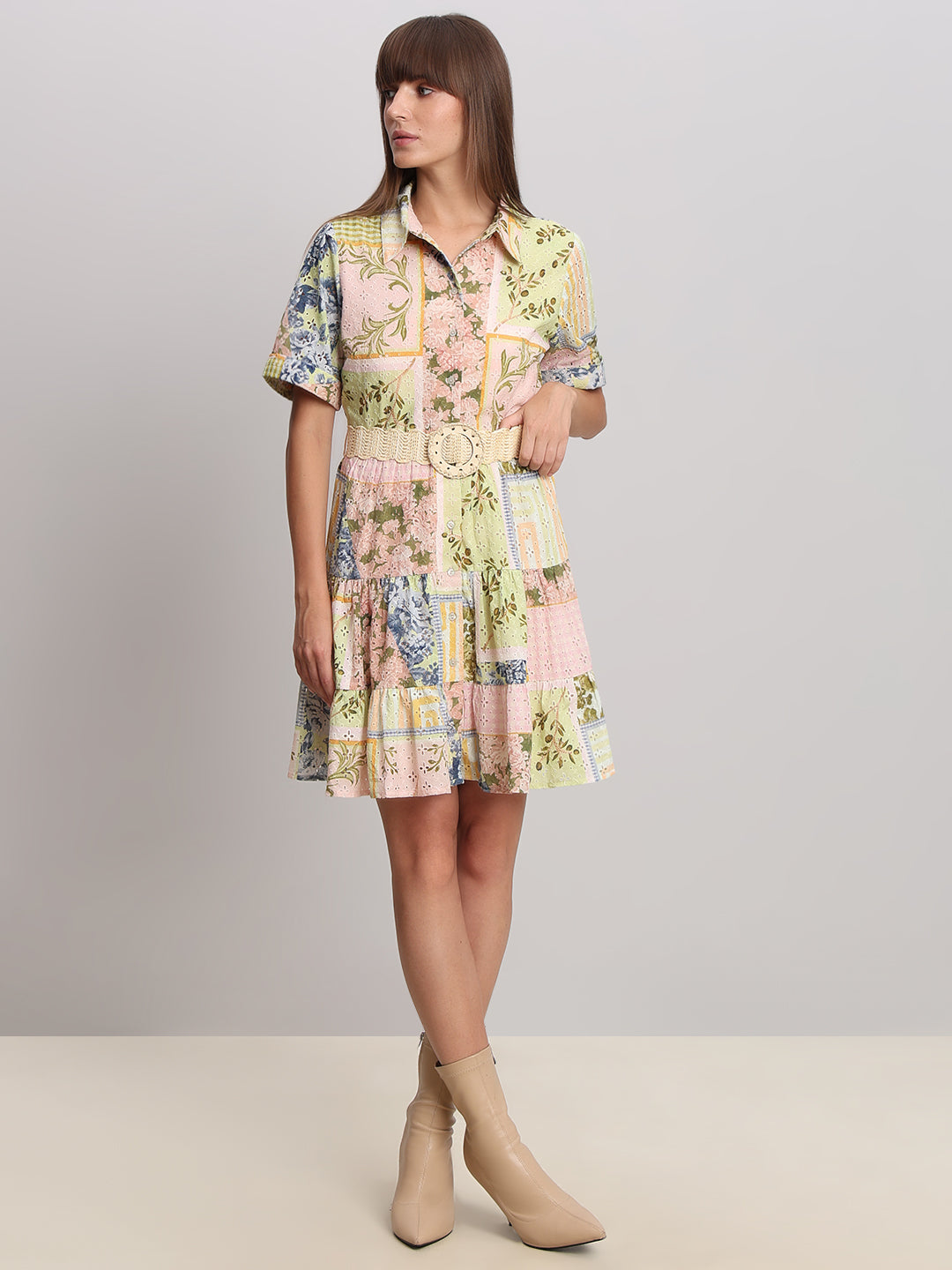 Printed Cotton Shirt Dress