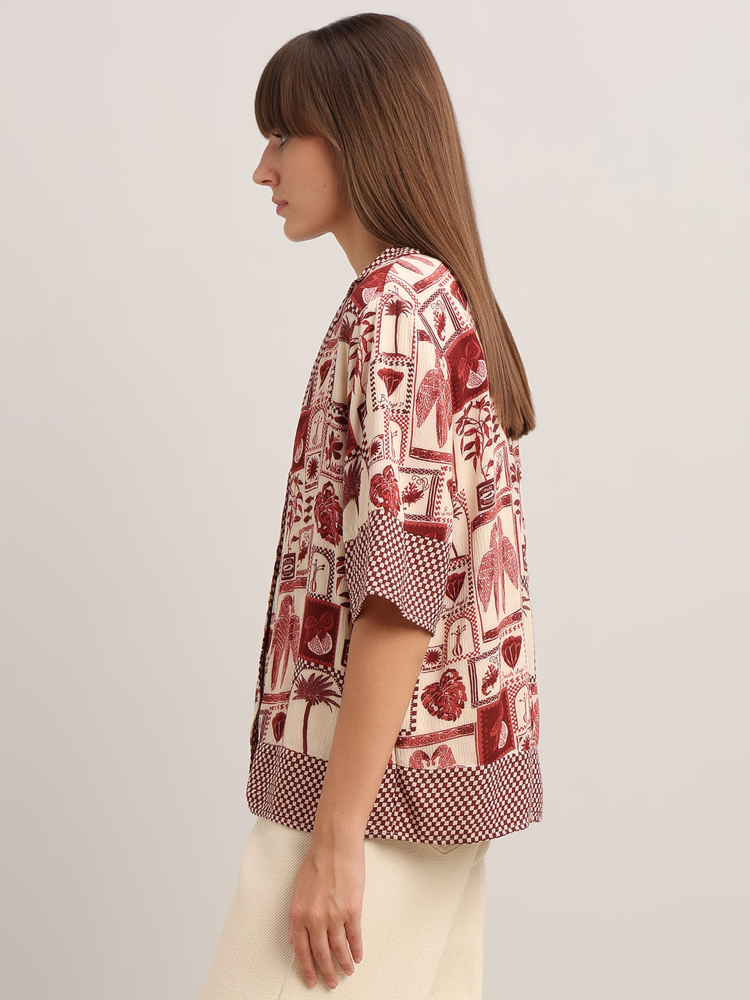 Brown Printed Resort-Style Shirt
