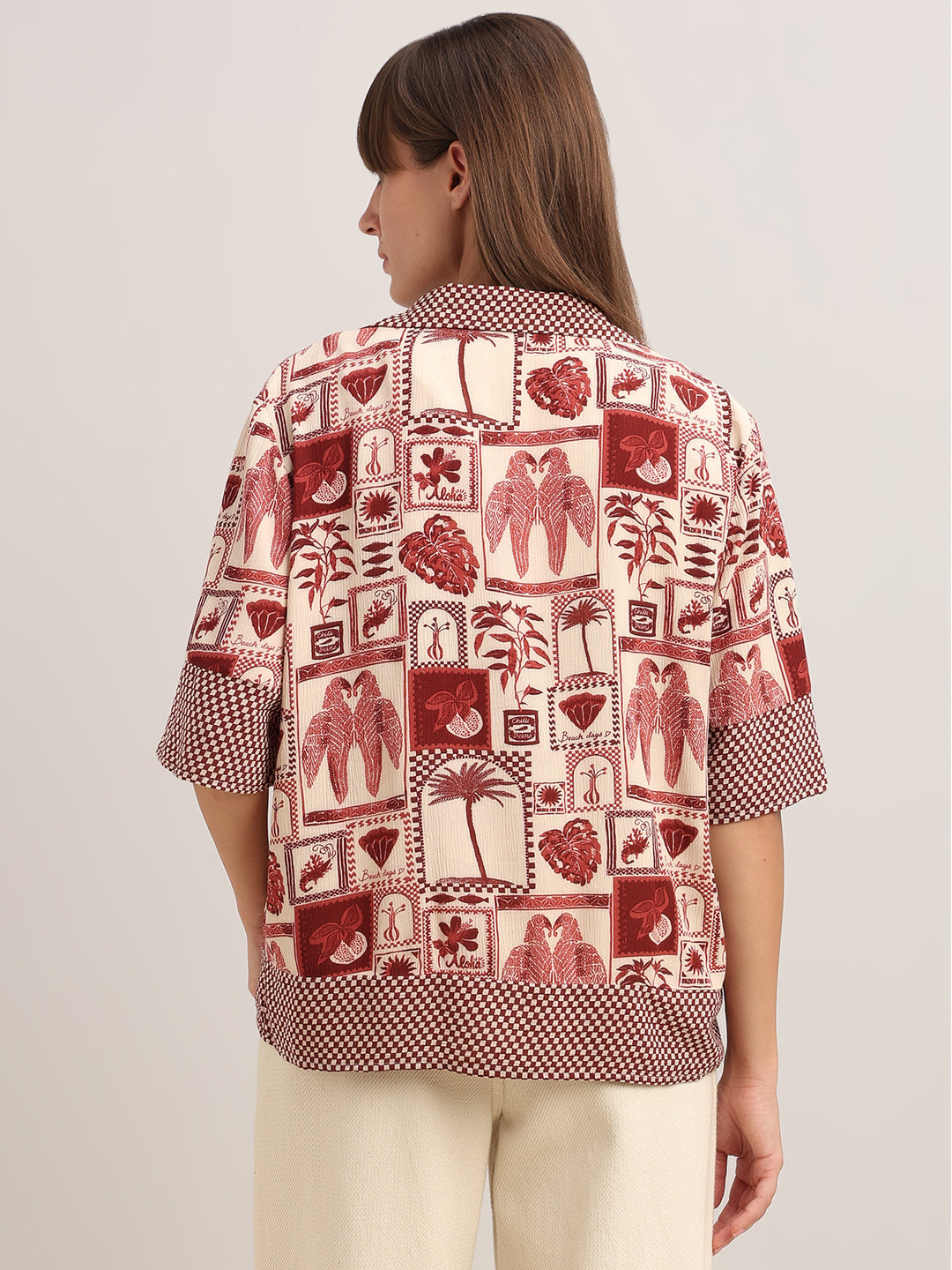 Brown Printed Resort-Style Shirt