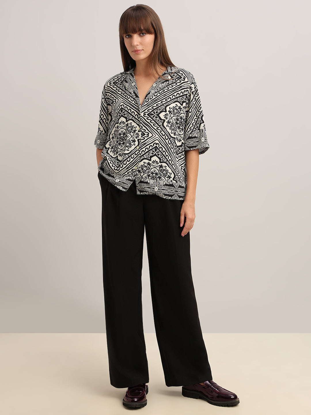 Brown Printed Resort Shirt