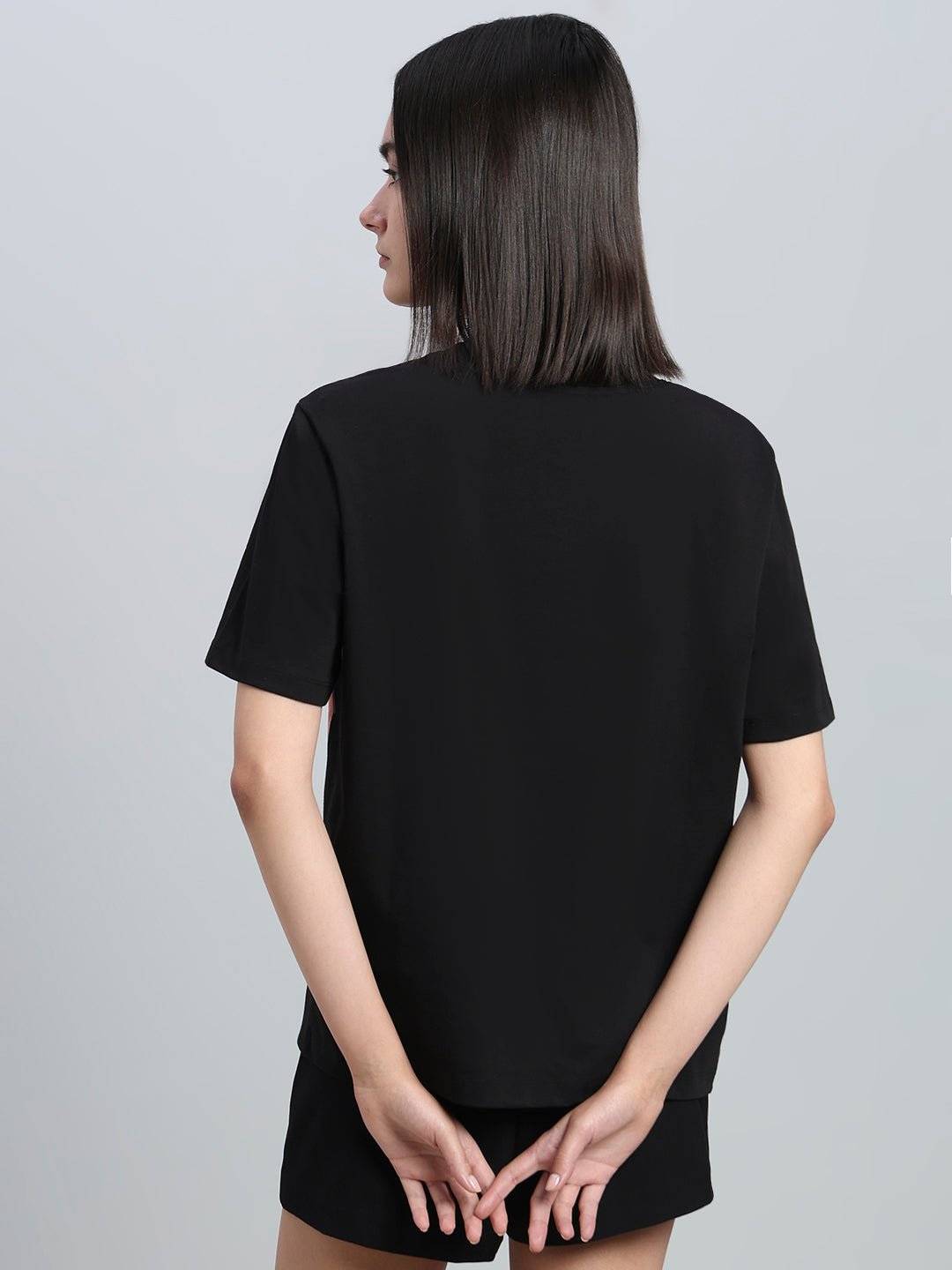 Black Printed Cotton T-shirt