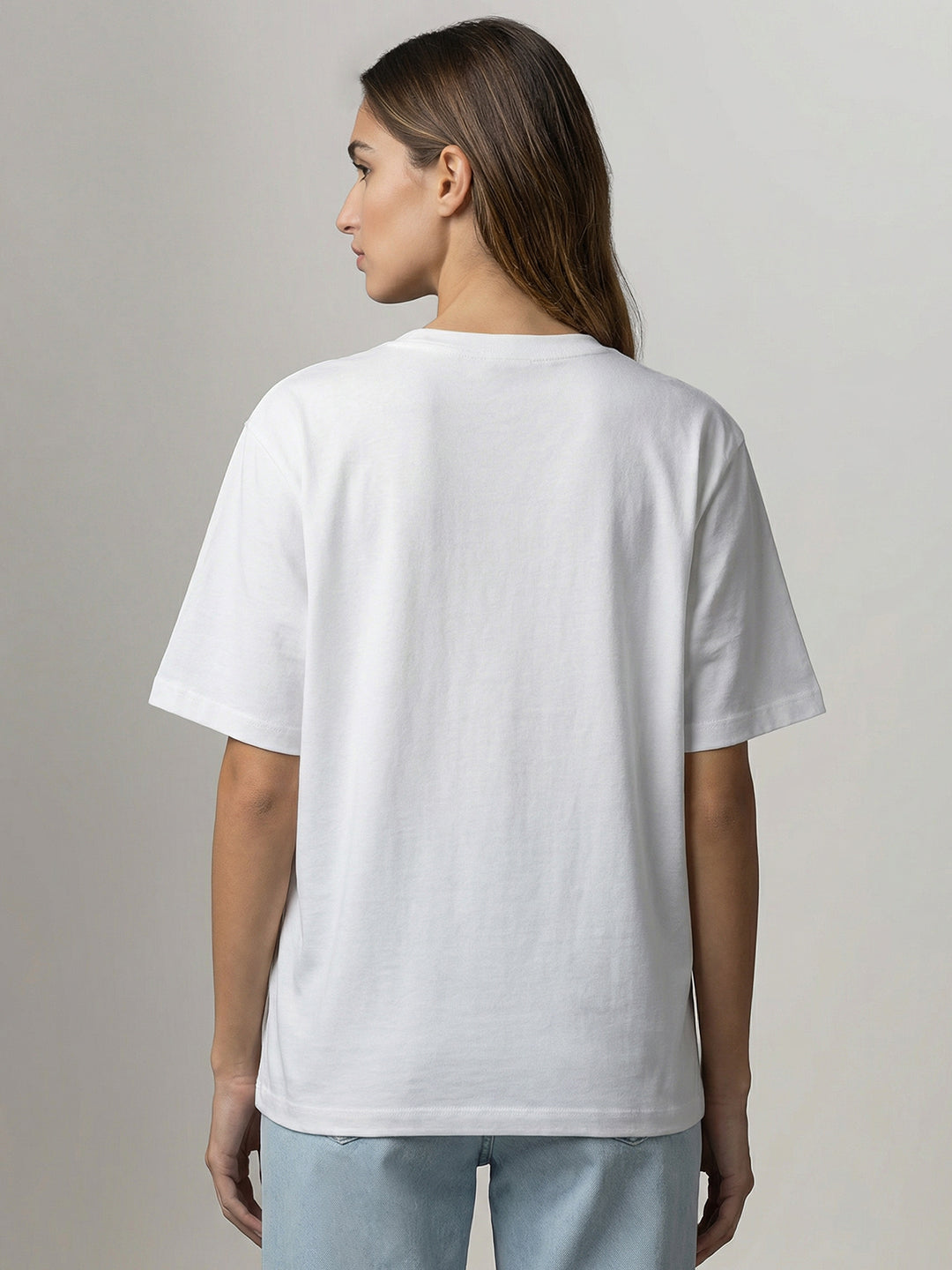 White Printed Cotton T-Shirt