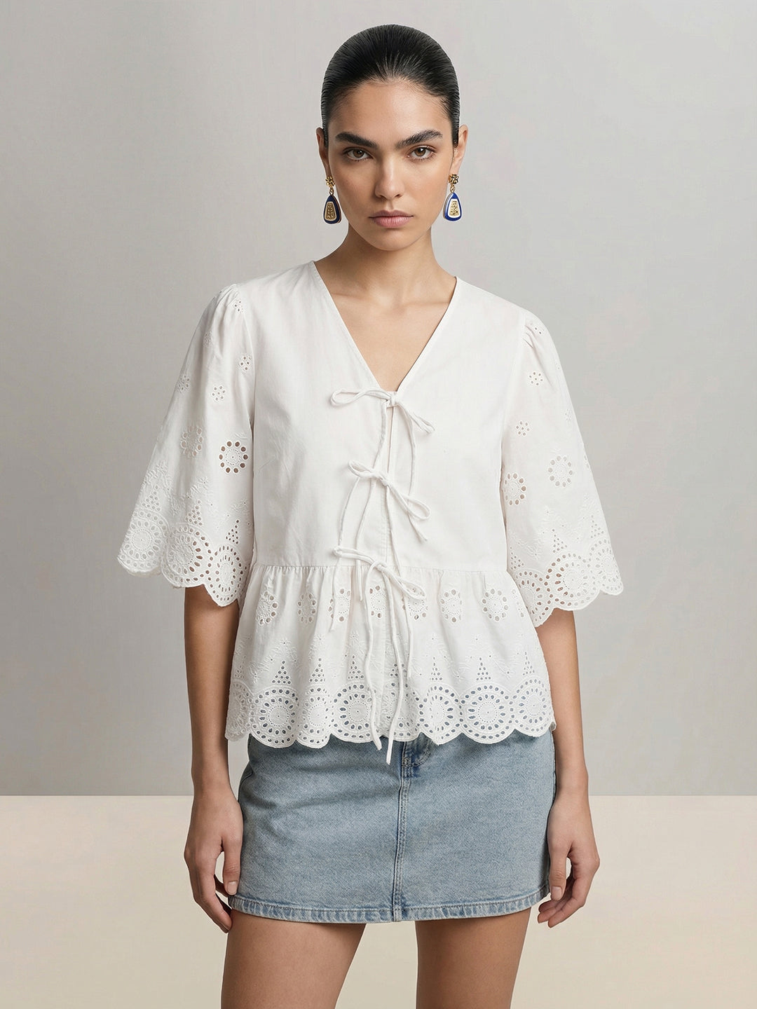 Tie-Up Peplum Top