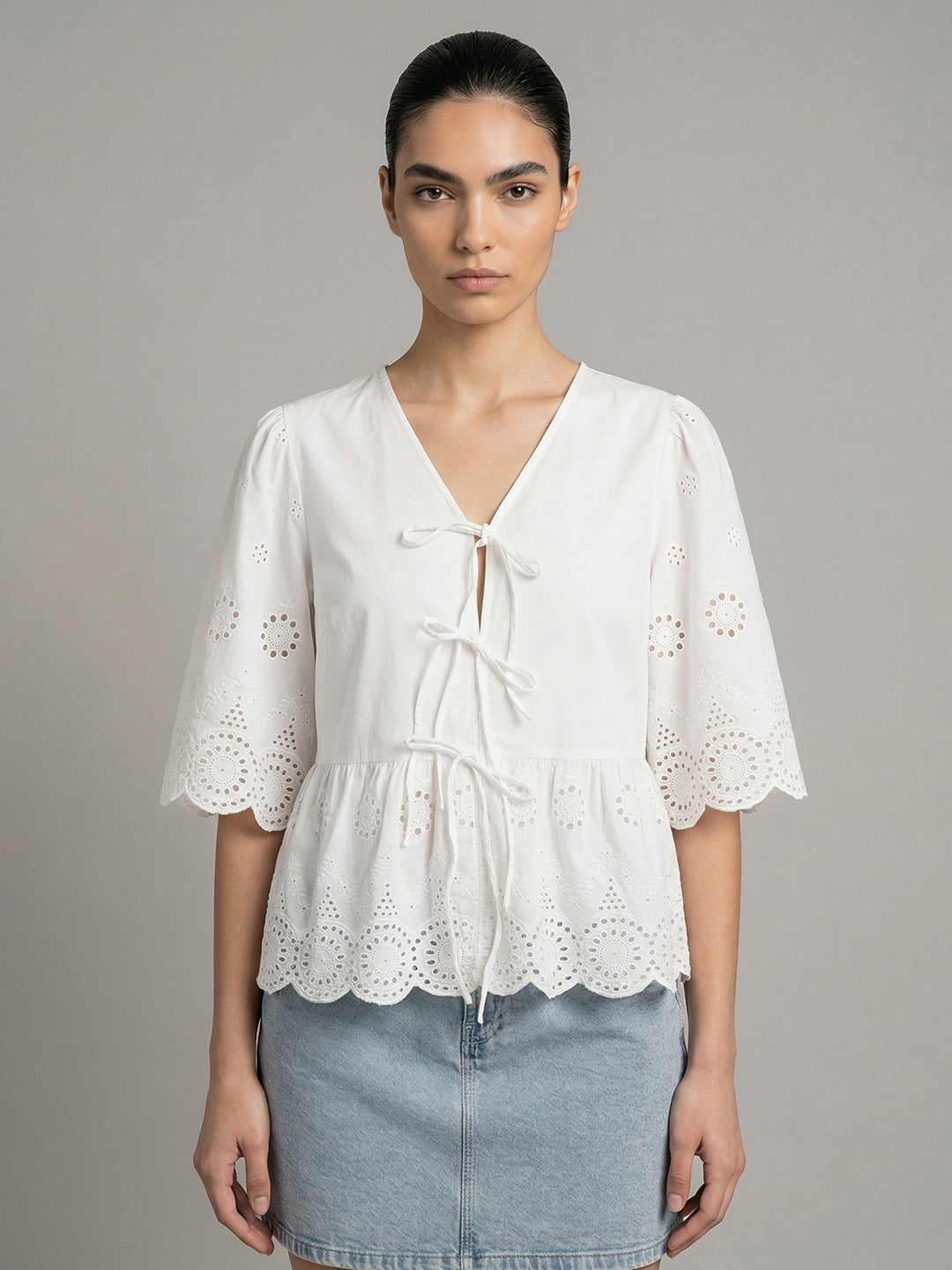 Tie-Up Peplum Top