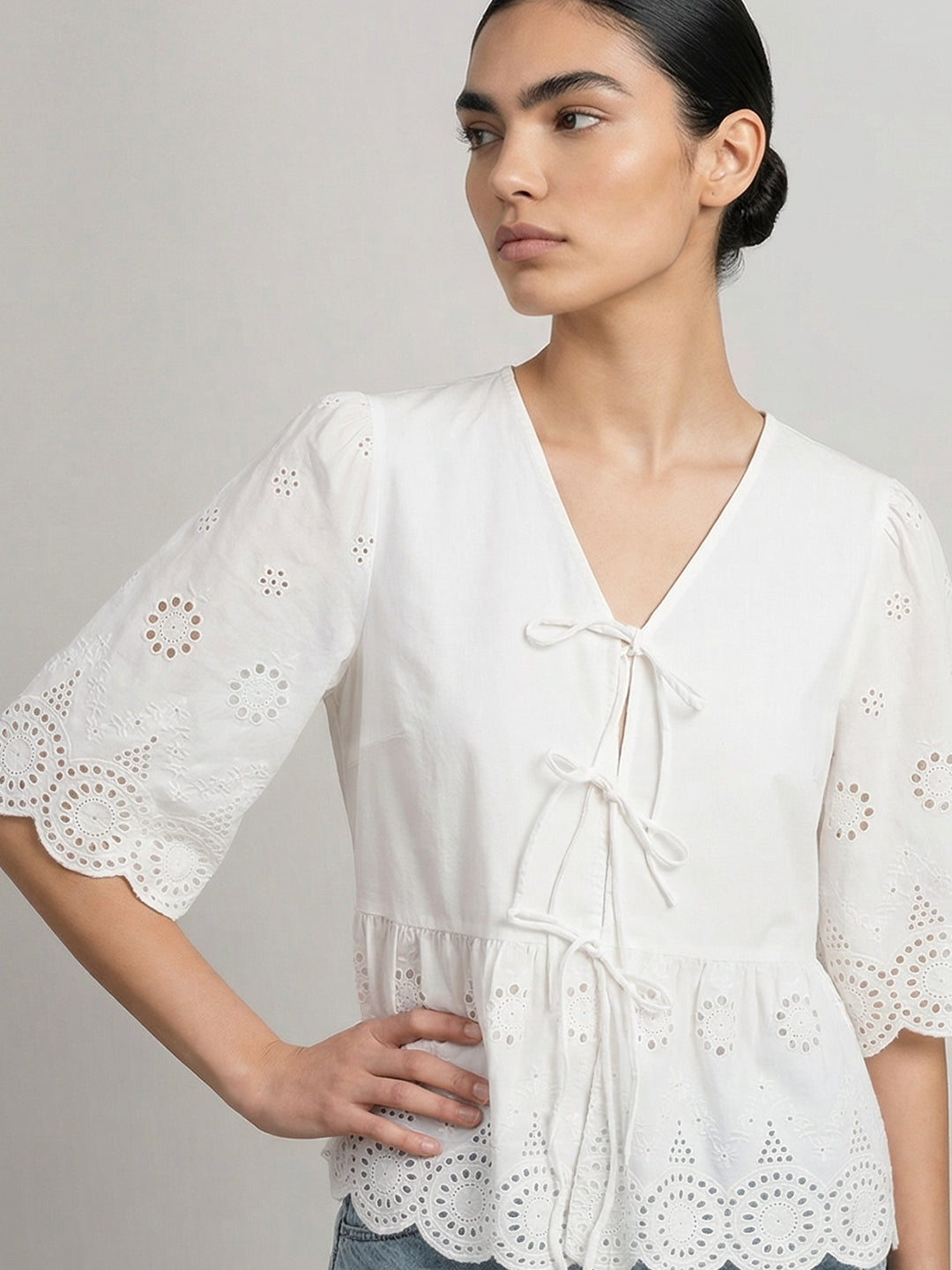 Tie-Up Peplum Top