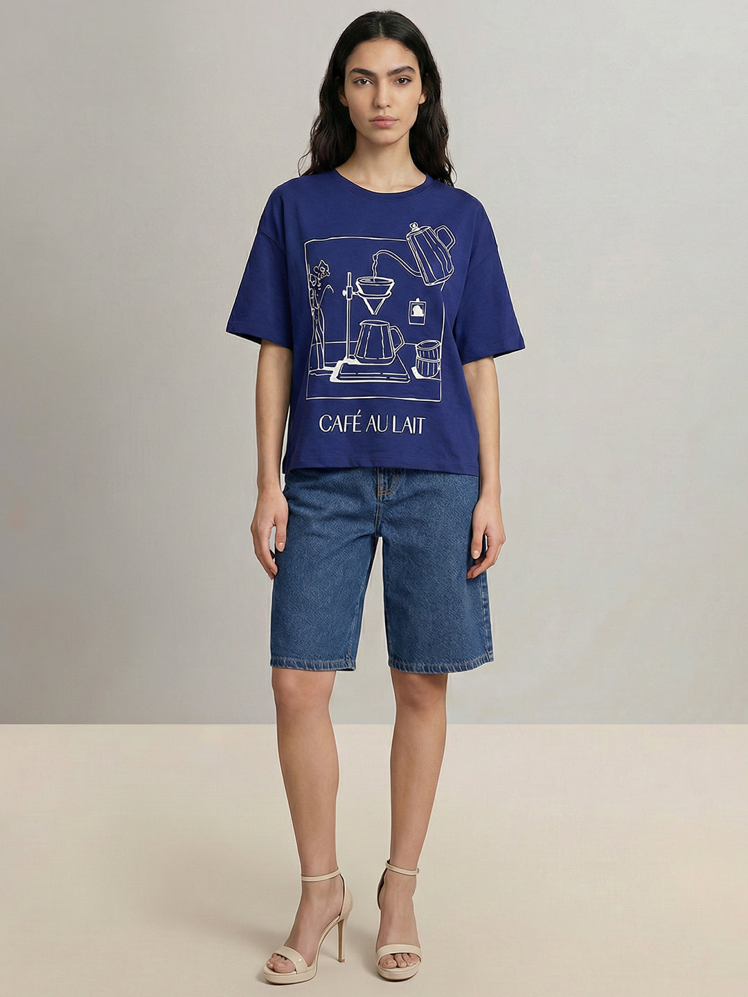 Dark Blue Printed T-shirt