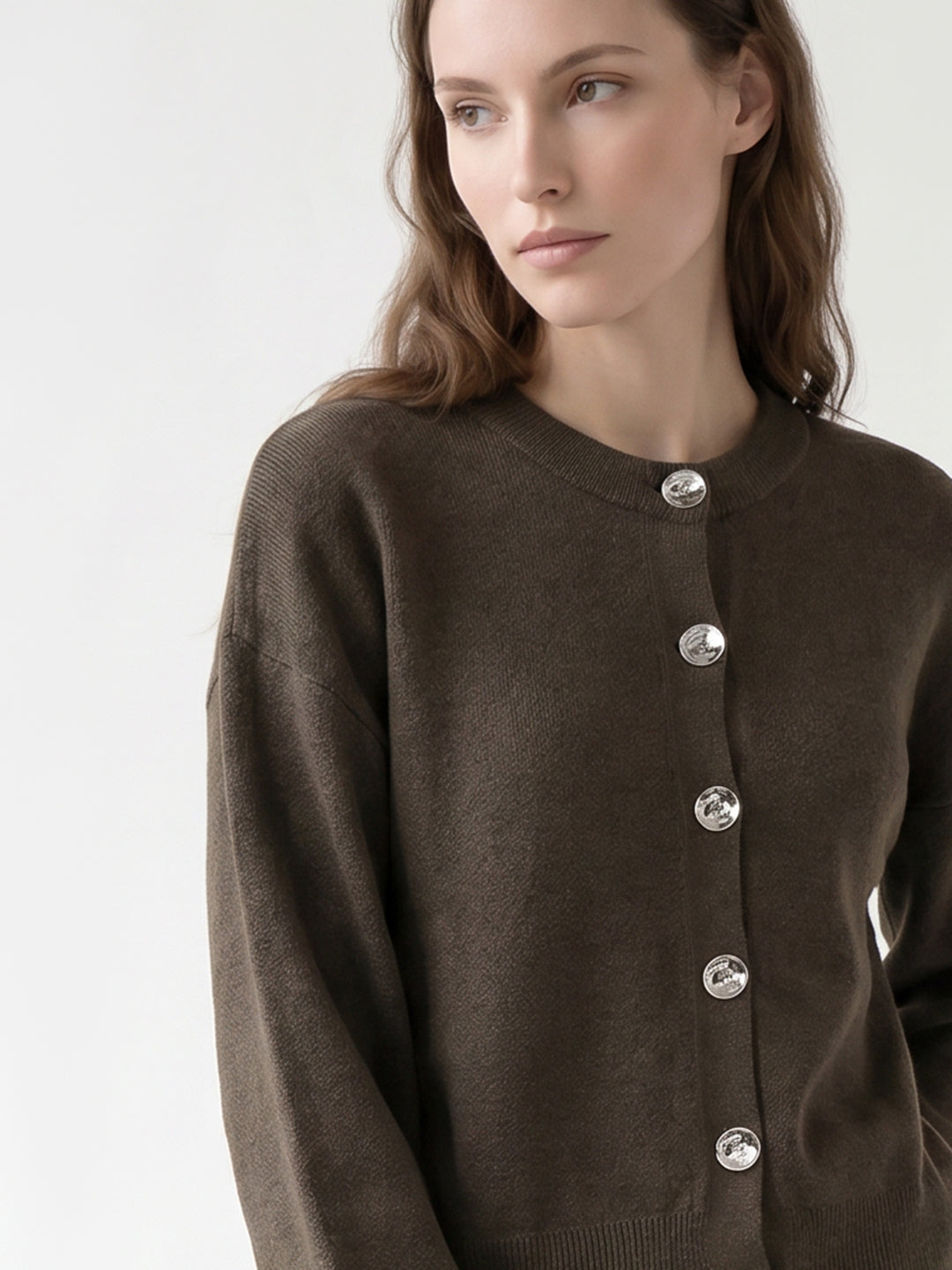 Dark Green O-Neck Cardigan