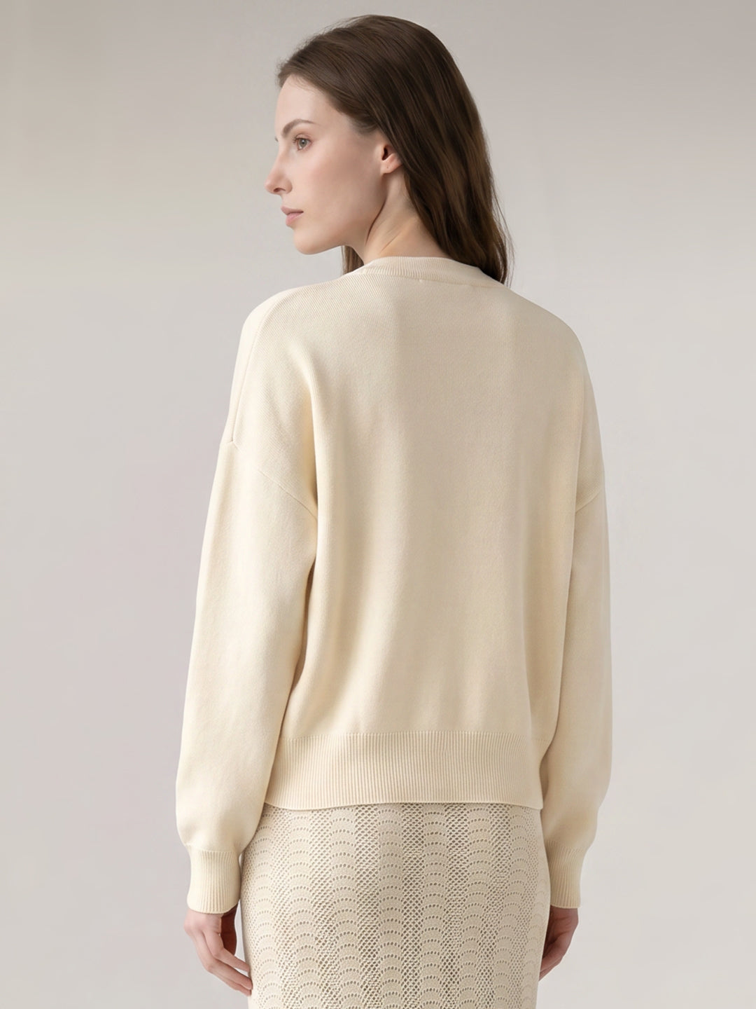 Beige O-Neck Cardigan