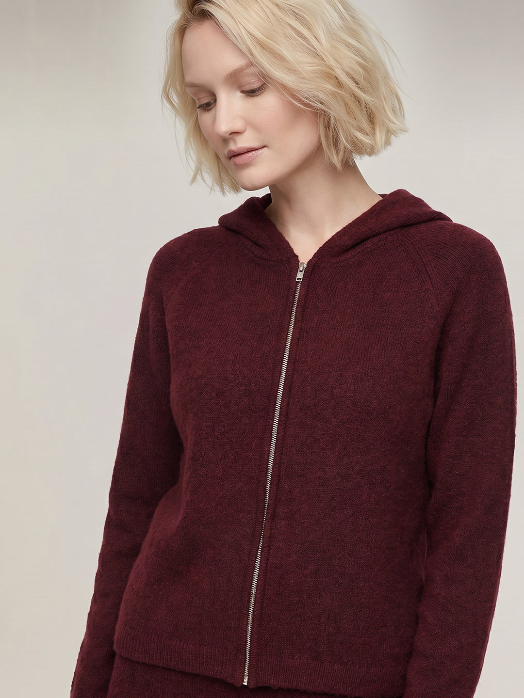 Maroon Hooded Zip Cardigan