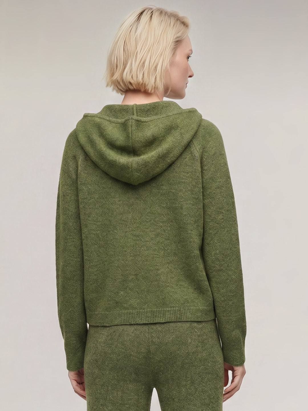 Green Hooded Zip Cardigan