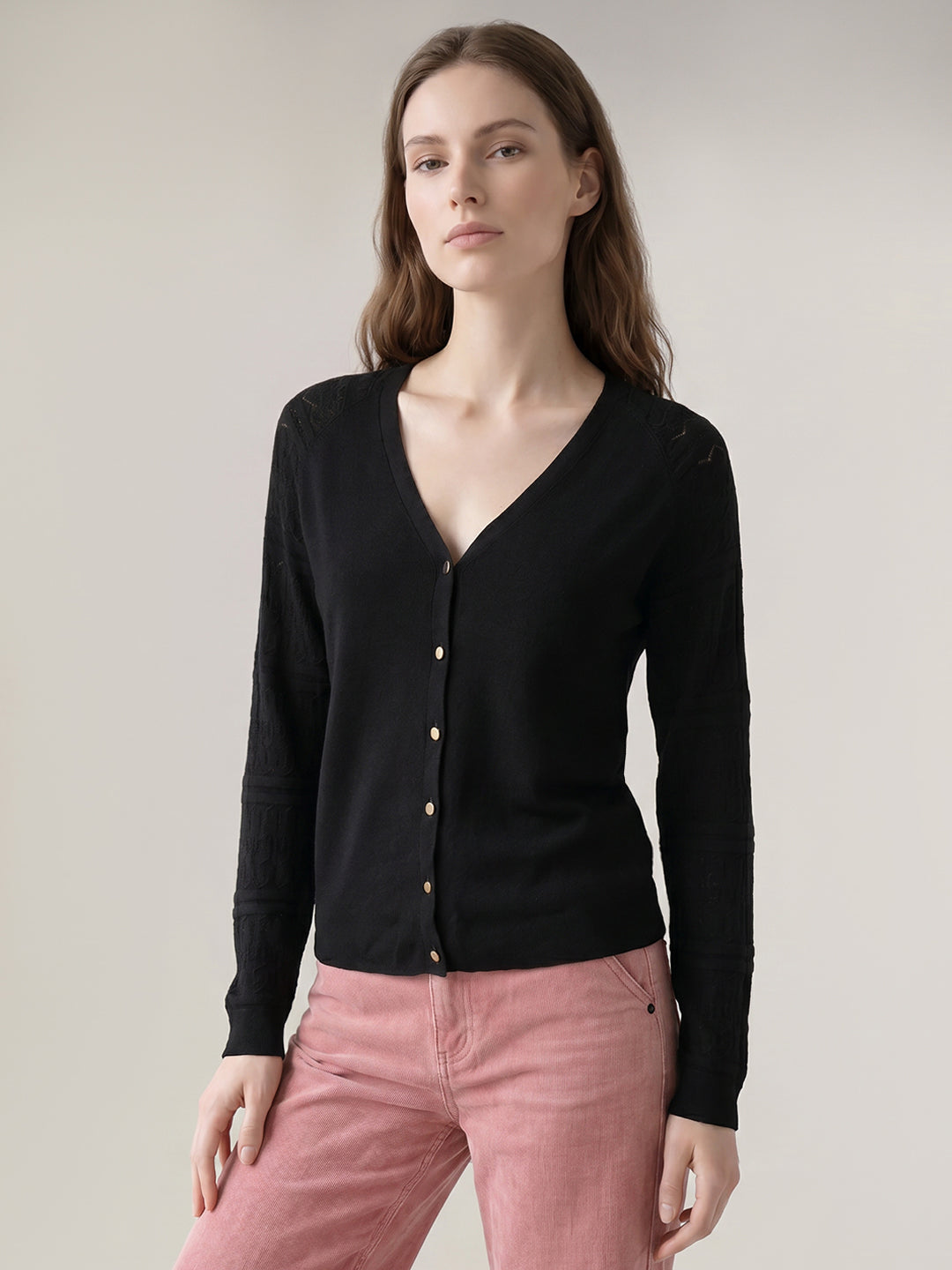Black V-Neck Cardigan