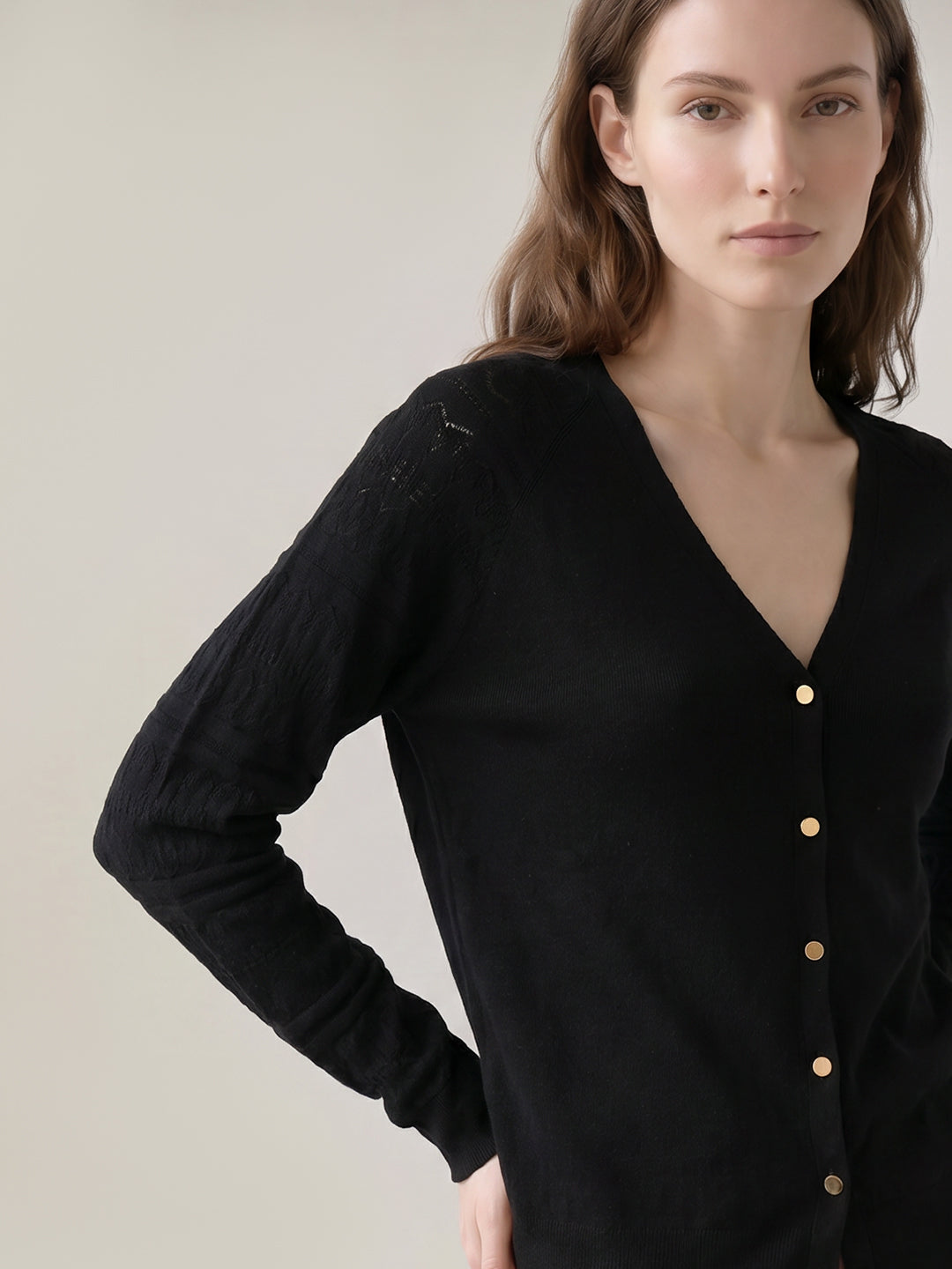 Black V-Neck Cardigan