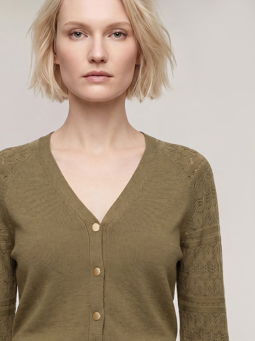Green V-Neck Cardigan