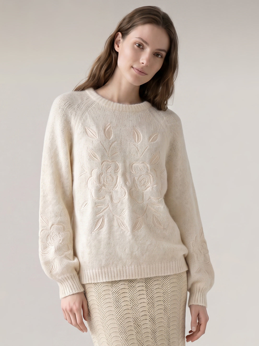 Beige O-Neck Pullover