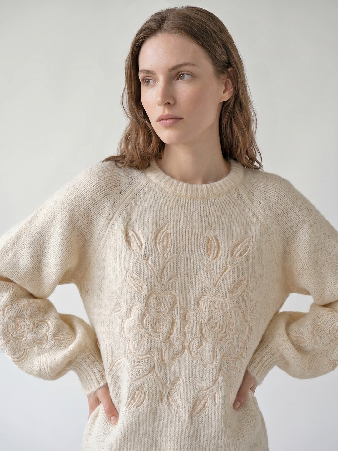 Beige O-Neck Pullover