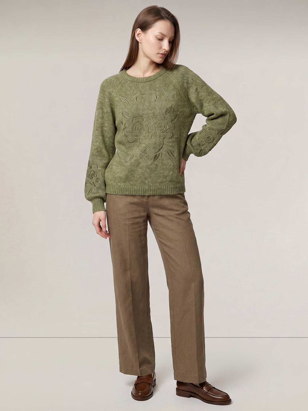 Green O-Neck Pullover