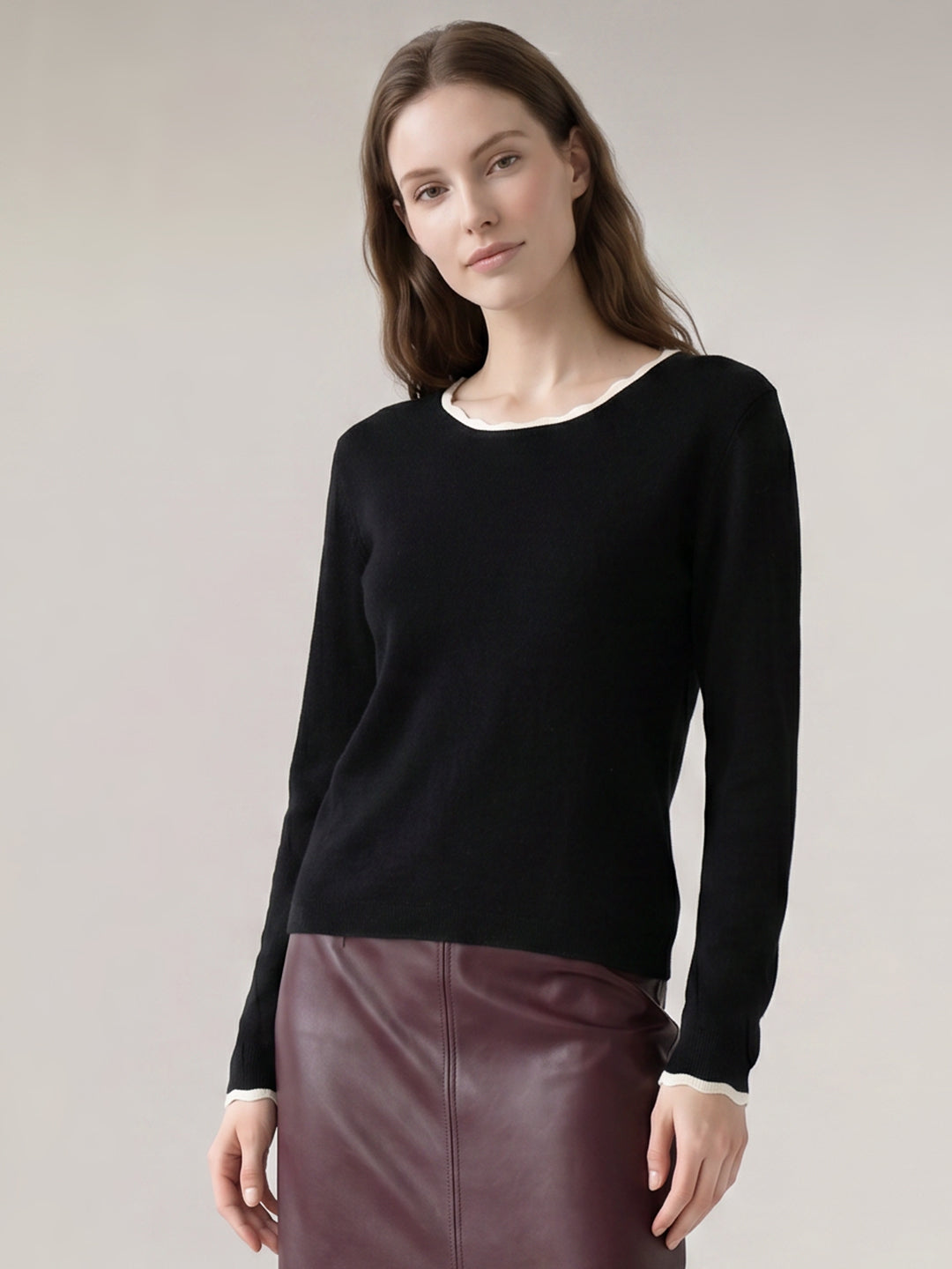Black U-Neck Pullover