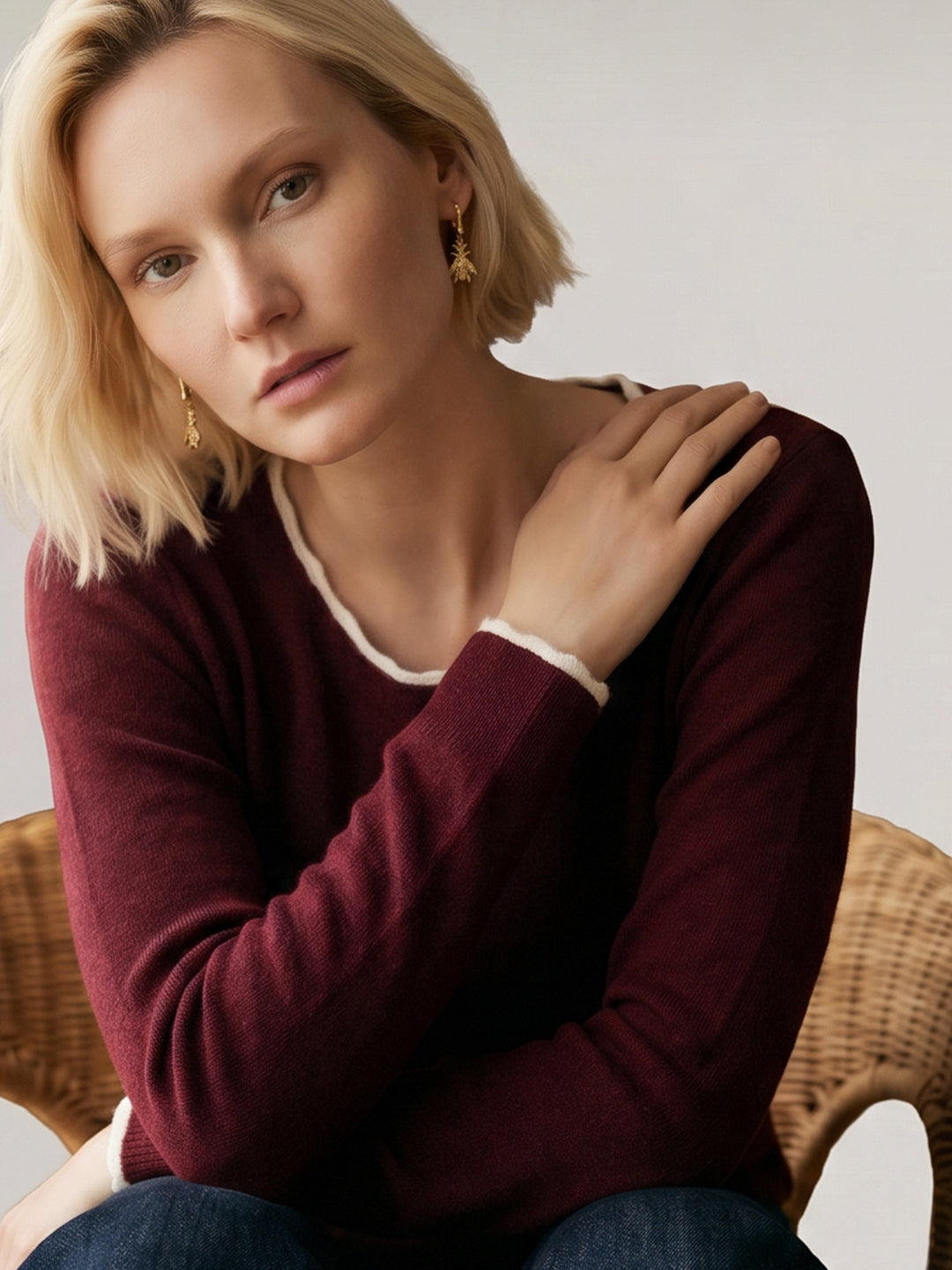 Maroon U-Neck Pullover