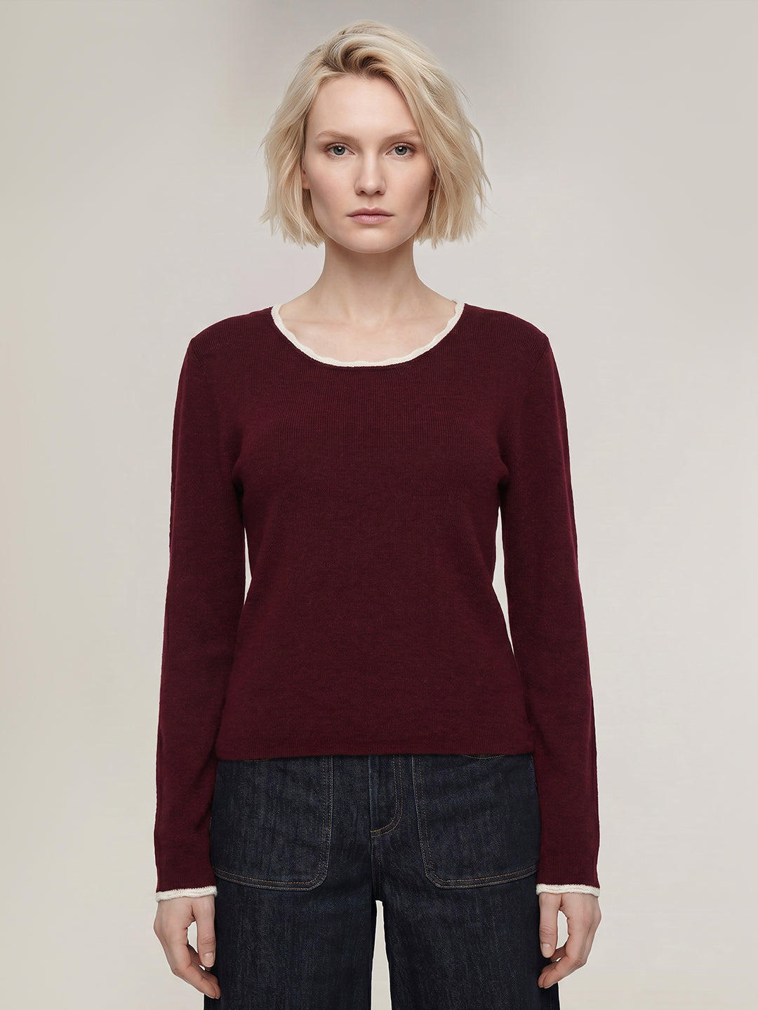 Maroon U-Neck Pullover