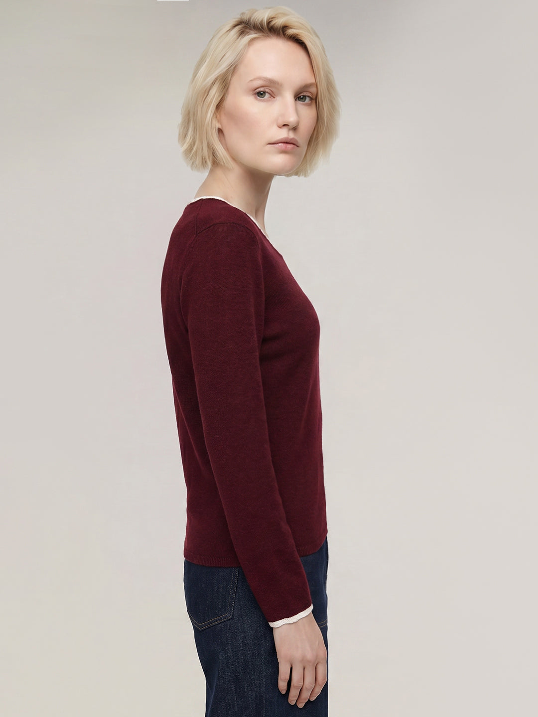 Maroon U-Neck Pullover