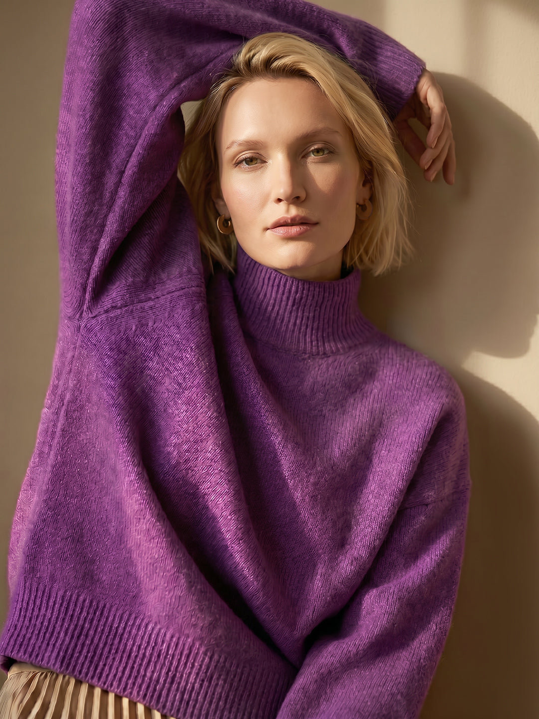 Purple High Neck Pullover