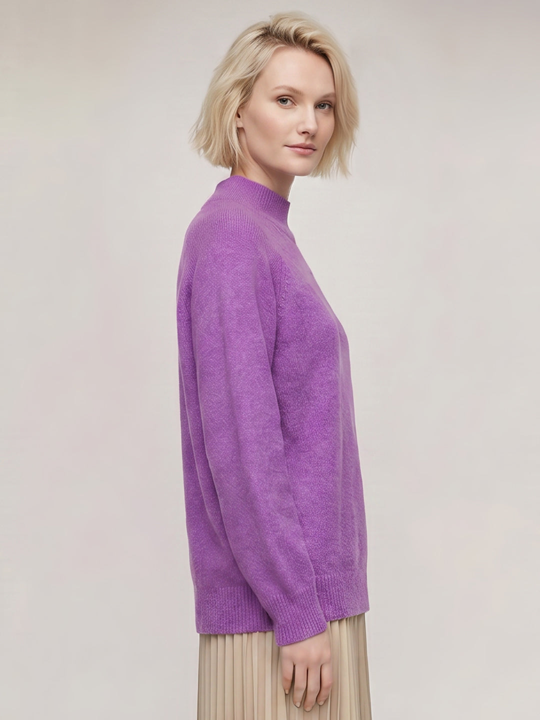Purple High Neck Pullover