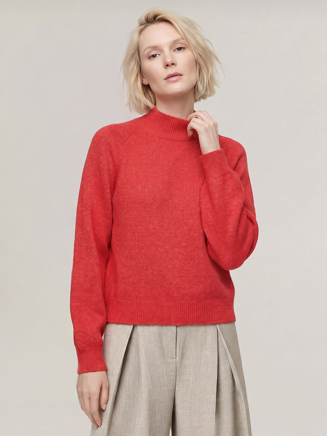 Red High Neck Pullover