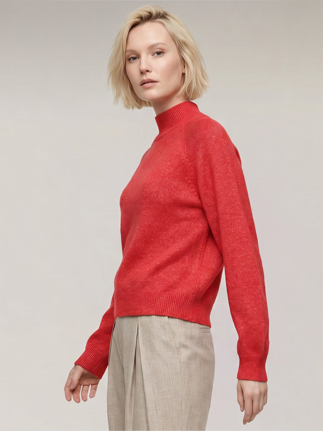 Red High Neck Pullover