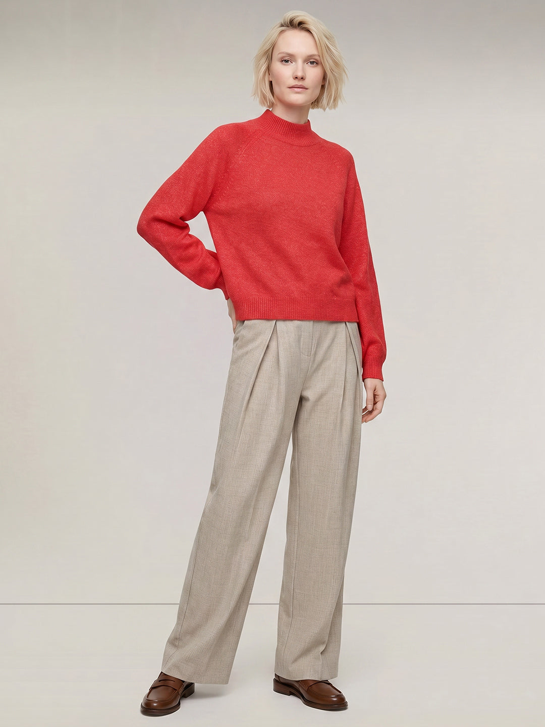Red High Neck Pullover