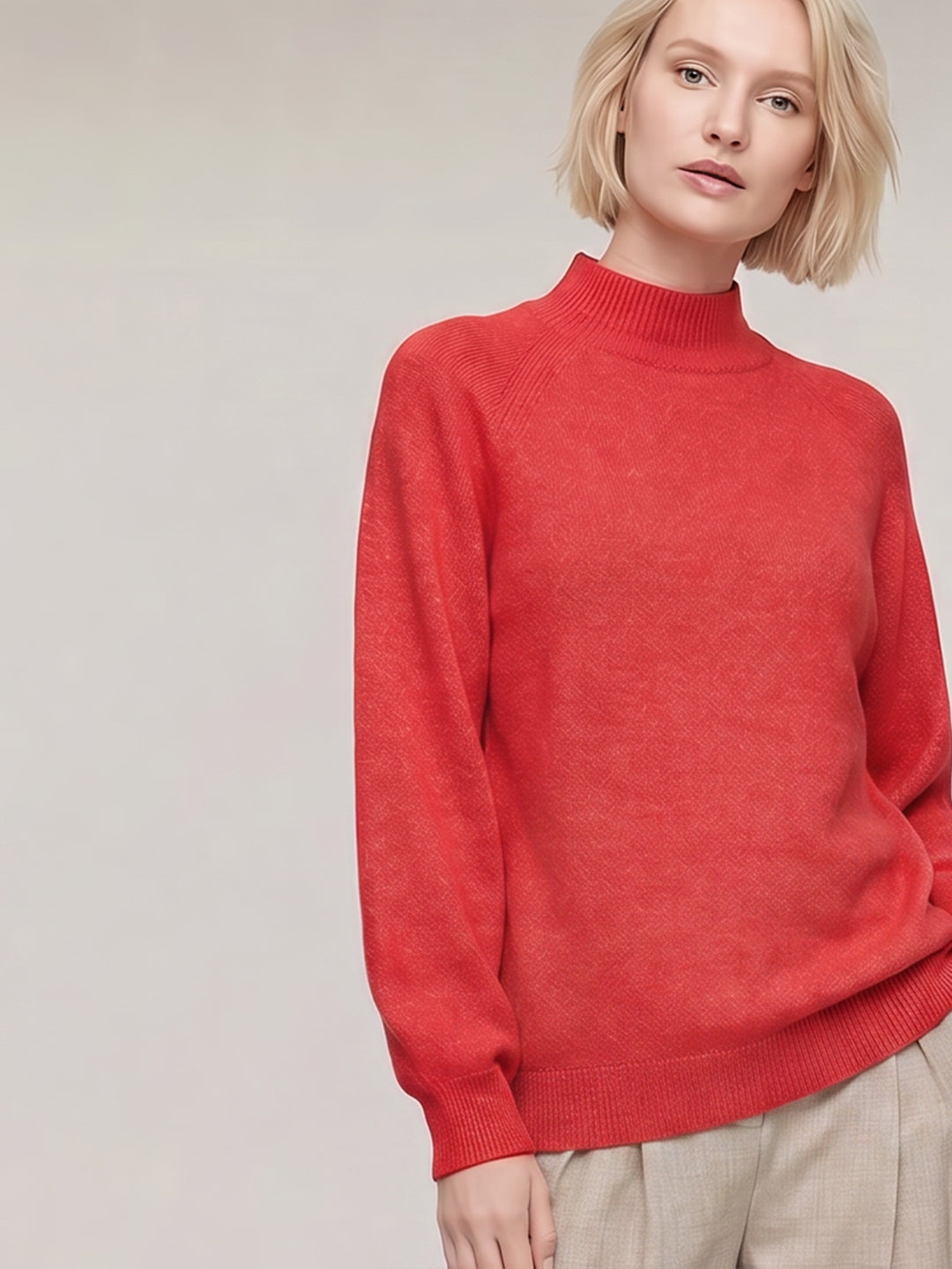 Red High Neck Pullover