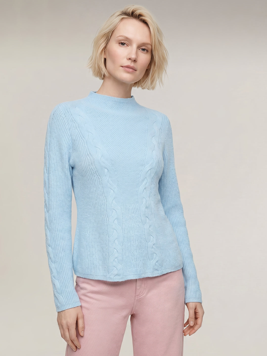 Light Blue Funnel Neck Pullover