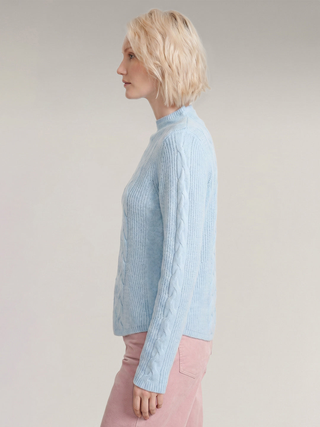 Light Blue Funnel Neck Pullover