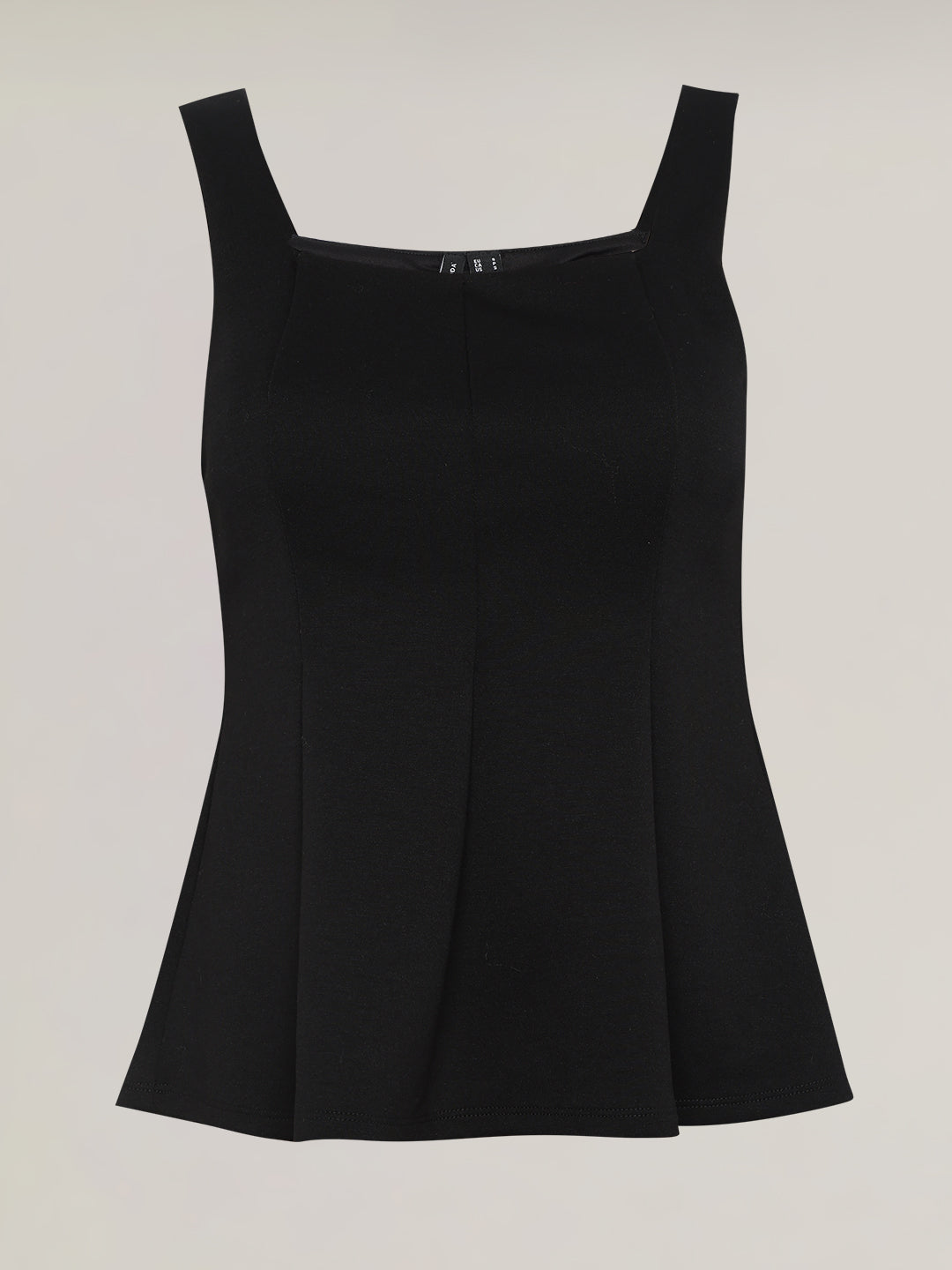 Black Flared Square Neck Top