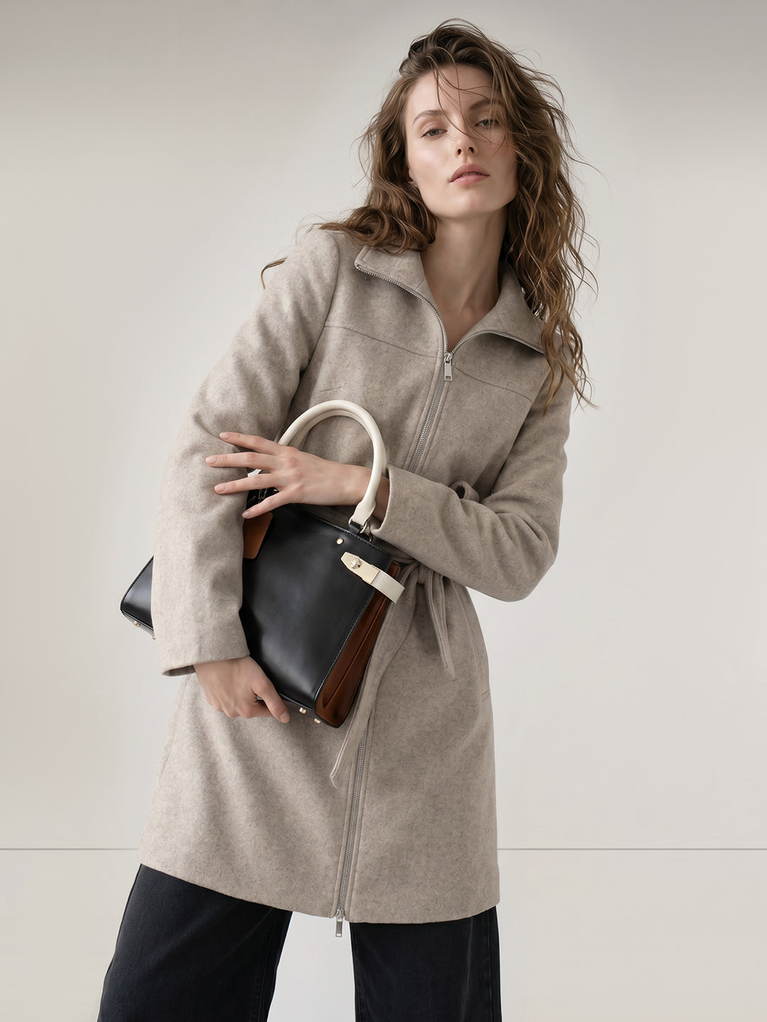 Grey Belted Long Coat