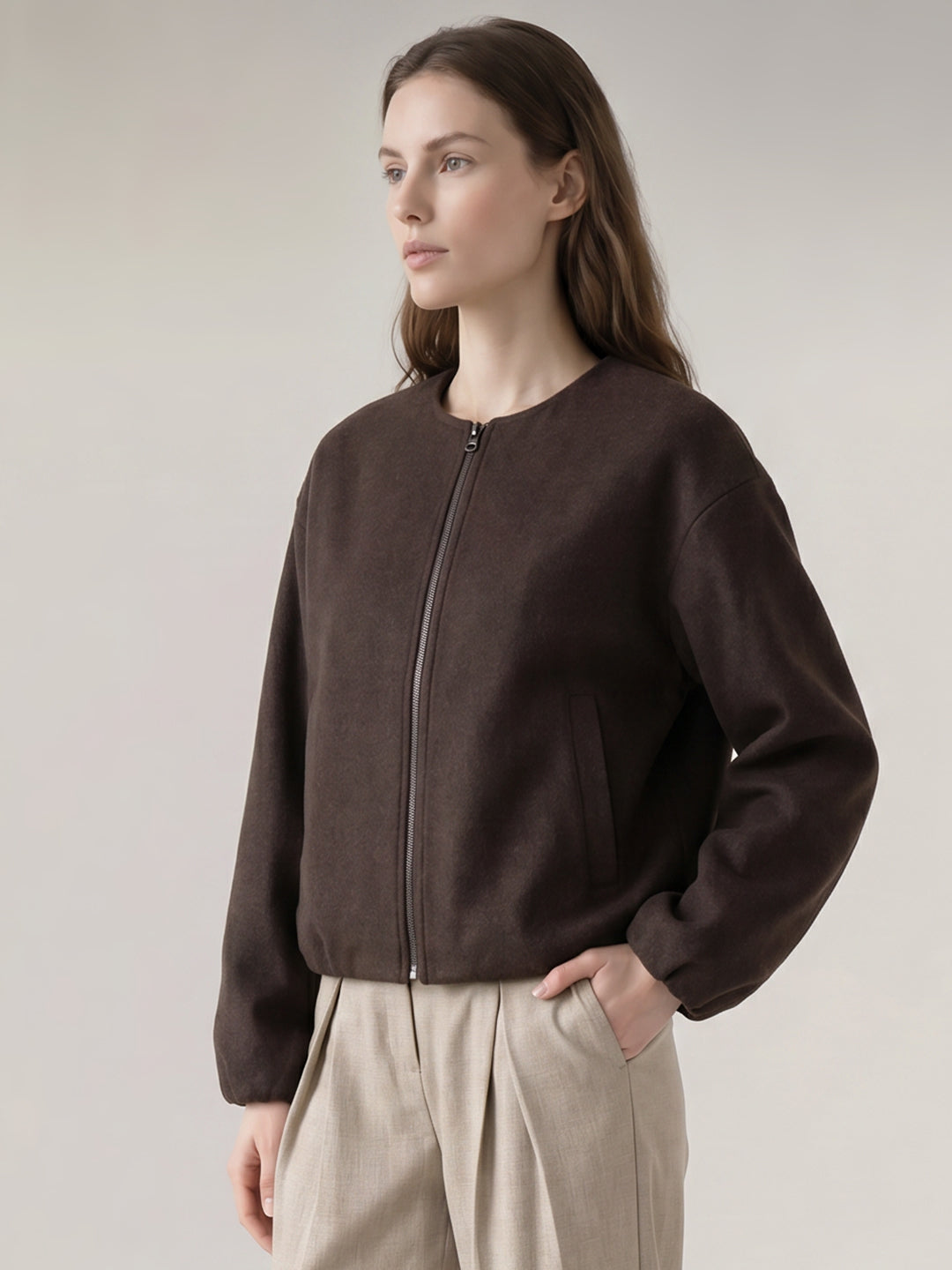 Dark Brown Bomber Jacket